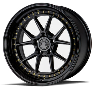 DS08 | Gloss Black W /Gold Rivets | 18x9.5 | 5x114.3 | +15mm | CB73.1