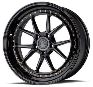 DS08 | Gloss Black W /Gold Rivets | 19x9.5 | 5X114.3 | +30mm | CB73.1