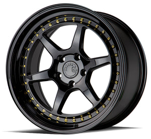 DS09 | Gloss Black W /Gold Rivets | 18x8.5 | 5x114.3 | +35mm | CB73.1