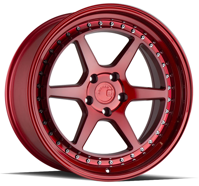DS09 | Candy Red w/ (Chrome Rivets) | 18x9.5 | 5x114.3 | +15mm | CB73.1