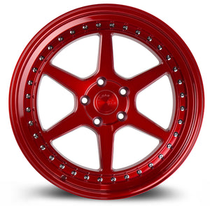DS09 | Candy Red w/ (Chrome Rivets) | 18x9.5 | 5x114.3 | +15mm | CB73.1