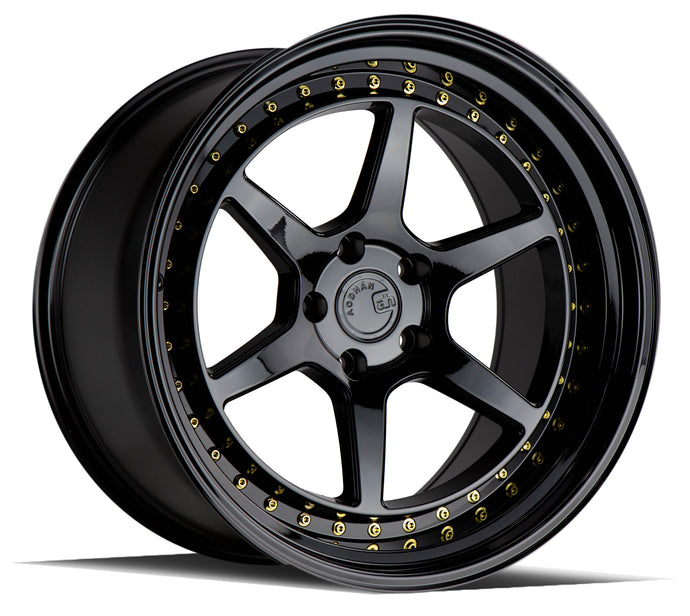 DS09 | Gloss Black W /Gold Rivets | 19x9.5 | 5x114.3 | +15mm | CB73.1