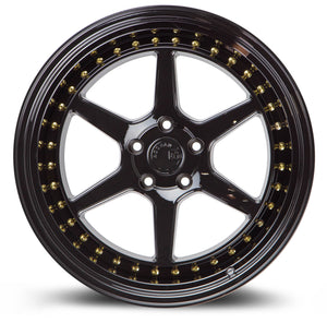 DS09 | Gloss Black W /Gold Rivets | 19x9.5 | 5x114.3 | +15mm | CB73.1
