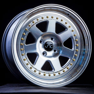 JNC048 | SILVER MACHINE FACE GOLD RIVETS | 17x8 | 5x114.3 | +30mm | CB: 73.1