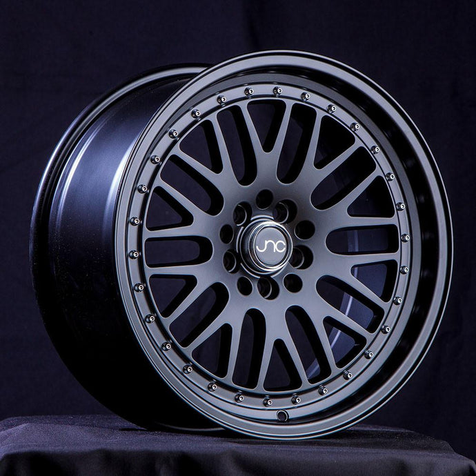 JNC001 | Matte Black Chrome Rivets | 16x9 | 5x100/5x114.3 | +10mm | CB: 73.1