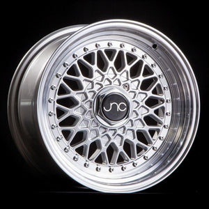 JNC004 | Silver Machined Lip | 15x8 | 4x100/4x114.3 | +20mm | CB: 73.1