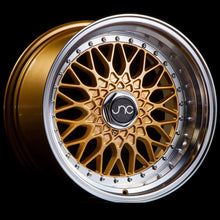 JNC004 | Gold Machined Lip with Chrome Rivets | 18x9.5 | 5x112/5x120 | +25mm | CB: 73.1