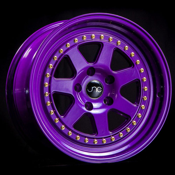JNC048 | CANDY PURPLE WITH GOLD RIVETS | 17x8 | 5x114.3 | +30mm | CB: 73.1