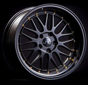 JNC005 | Black Gold Rivets| 17x8.5 | 5x114.3 | +30mm | CB: 73.1