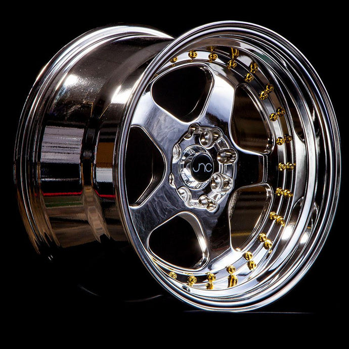 JNC010 | Platinum Gold Rivets | 17x9 | 5x114.3 | +25mm | CB: 73.1