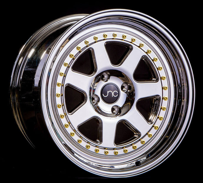 JNC048 | PLATINUM WITH GOLD RIVETS | 17x9 | 4x100 | +25mm | CB: 73.1