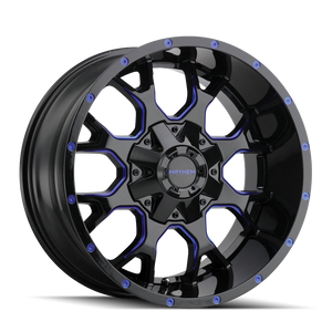 WARRIOR 8015 | BLACK W/ PRISM BLUE | 17x9 | 5x127/5x139.7 | +18mm