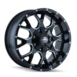 WARRIOR 8015 | BLACK W/MILLED SPOKES | 20x10 | 8x180 | -25mm