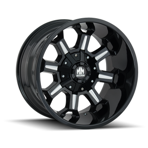 COMBAT 8105 | BLACK W/MILLED SPOKES | 20x9 | 8x165.1/8x170 | +18mm