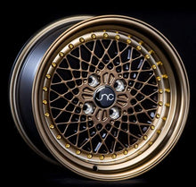 JNC045 | Machined Bronze w/ Gold Rivets | 15x8.25 | 4x100 | +10mm | CB: 73.1