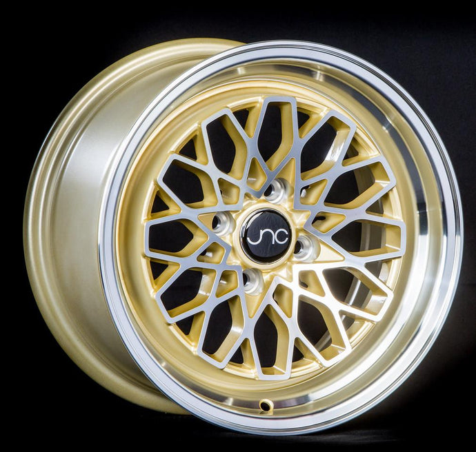 JNC040 | Gold Machined | 15x8 | 4x100 | +25mm | CB: 73.1