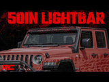 Jeep 50-inch Straight LED Light Bar Upper Windshield Kit w/ Single-Row Black Series LED (20-21 Gladiator JT, 18-21 Wrangler JL)