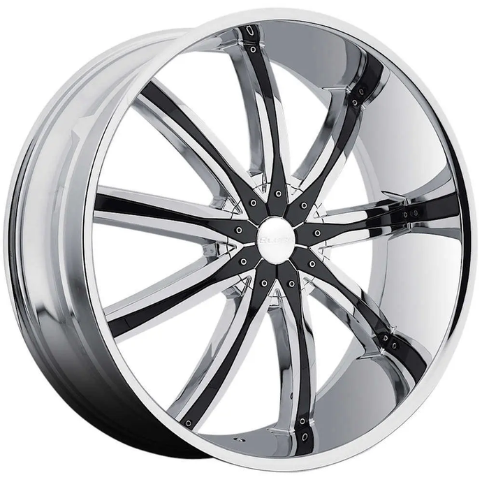 020 | CHROME WITH BLACK INSERTS | 28x10 | 6x135/6x139.7 | +25