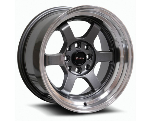 TR7 | Gun Metal Graphite Machine Lip | 15x8 | 4x114.3/4x100 | 0mm