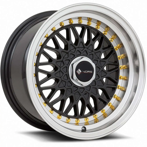 VR3 | Gun Metal Machine Lip Gold Rivet | 15x8 | 4x114.3/4x100 | +20mm